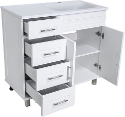 Misty Тумба с раковиной Купер 90 R 4 ящика белая – фотография-2